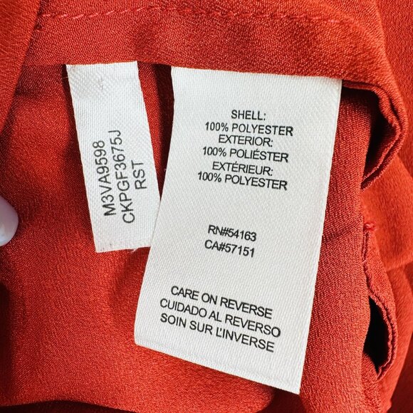 Calvin Klein Red Orange Modern Essential Notch Neck Button Down Long Sleeve Shir - Picture 11 of 12